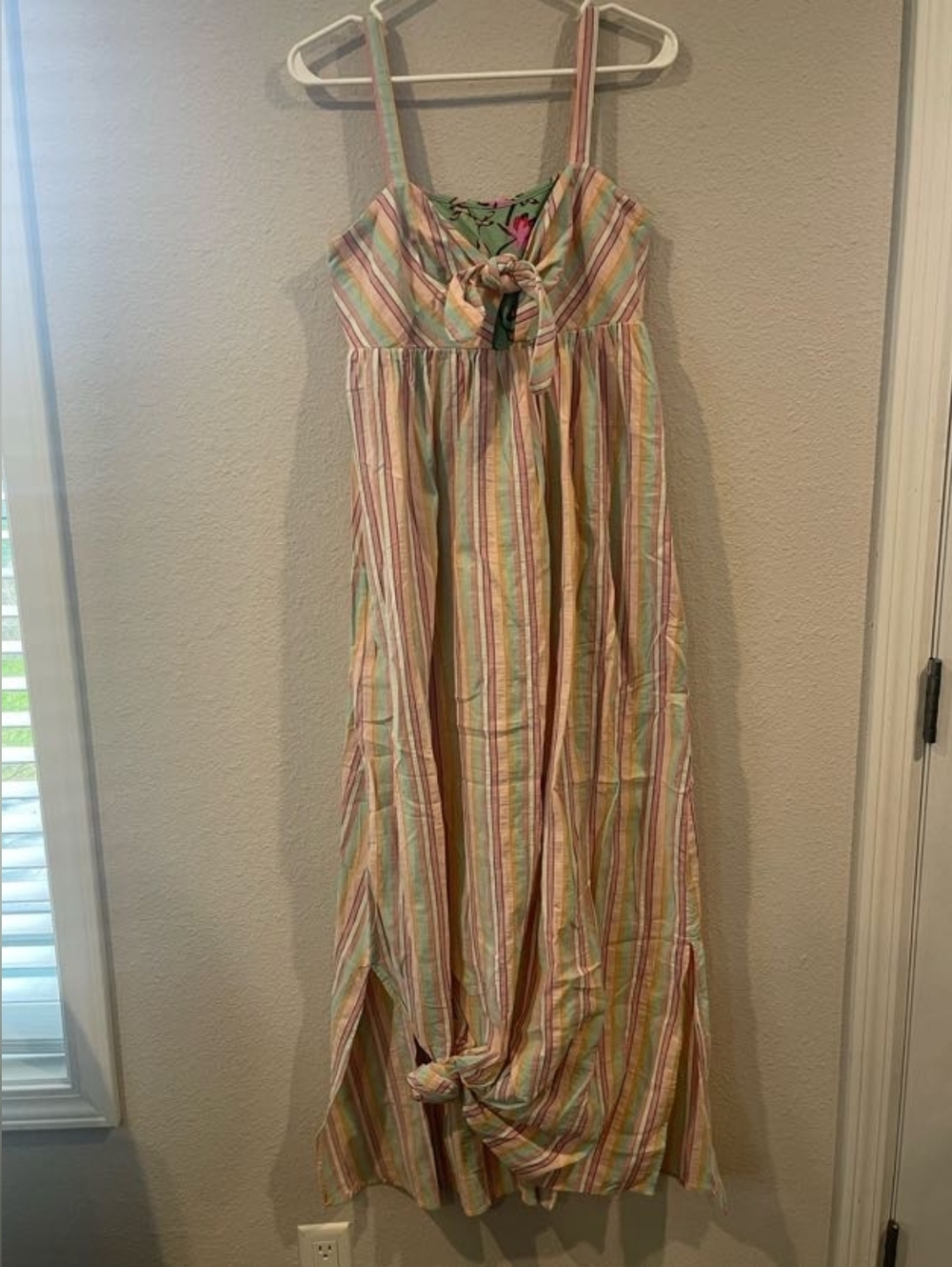 NWT‎ Matilda Jane Womens Cotton Multicolor Pastel Striped Maxi Dress Size Small